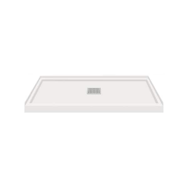 Transolid Linear 36 in. L x 48 in. W Alcove Shower Pan Base with Center Drain in Grey