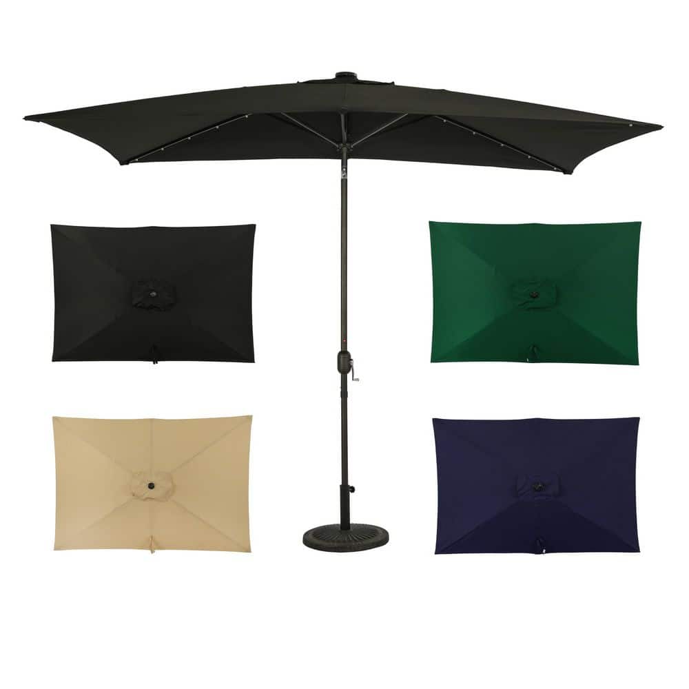 Nassau 10' x 6.5' Green Aluminum Patio Umbrella with LED Lights