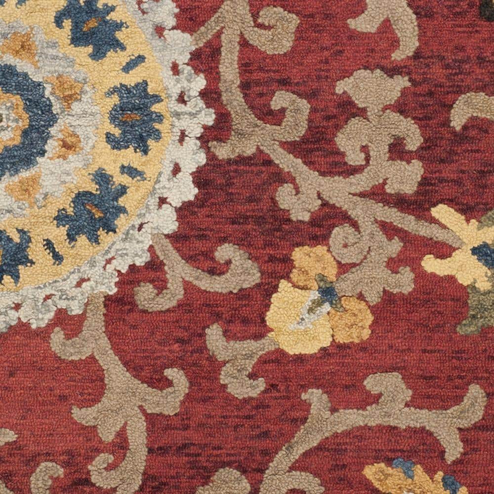 Handmade Blossom Red Floral Wool Area Rug 5' x 8'