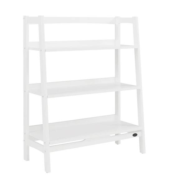 White Wood 3 Shelf Ladder Bookcase, White 3 Shelf Bookcase Wide
