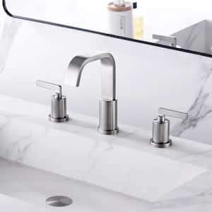 Contemporary 8 in. Widespread 2-Handle Bathroom Faucet in Brushed Nickel