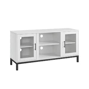 Avenue 52 in. White MDF TV Stand 55 in. with Glass Doors