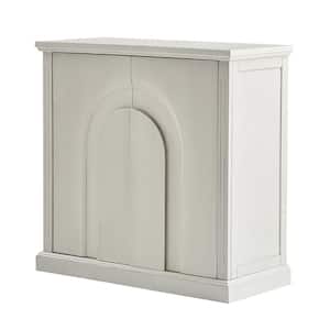 Lauris Transitional Distressed White 35 in. Tall 2-Door Accent Cabinet with 2 Adjustable Shelves