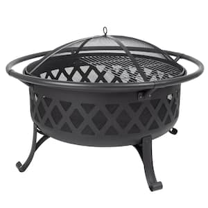Traverse 35 in. x 24.21 in. Round Steel Wood Burning Black Fire Pit