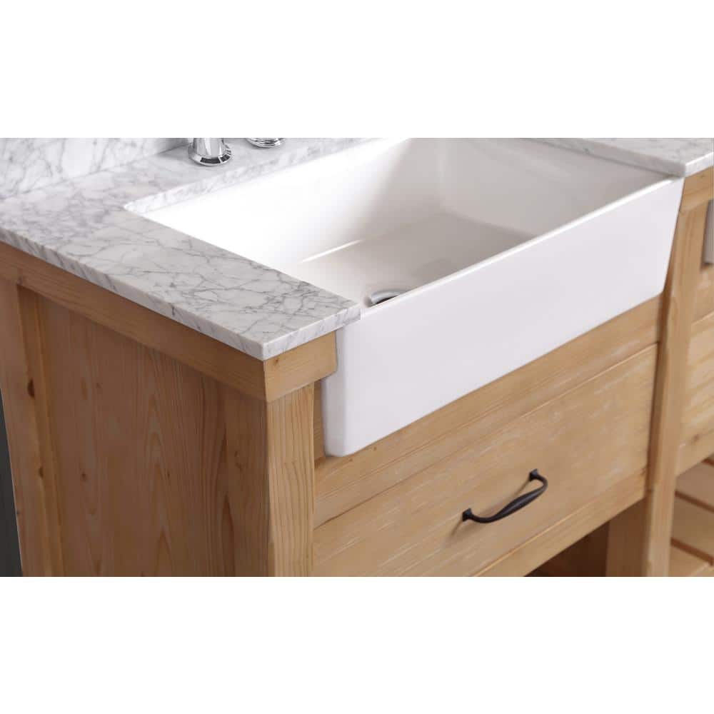 Marina Driftwood Double Vanity with Carrara Marble Top