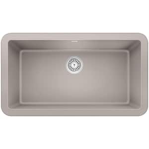 IKON Farmhouse Apron-Front Granite Composite 33 in. Single Bowl Kitchen Sink in Concrete Gray