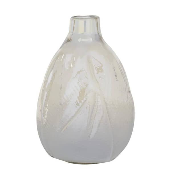 Litton Lane 16 in. White Handmade Blown Glass Decorative Vase