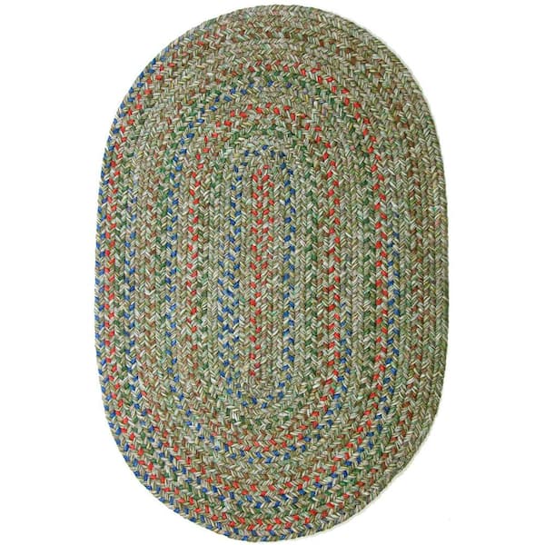 Winslow Moss Green Multicolored 2 ft. x 3 ft. Oval Indoor/Outdoor Braided Area Rug
