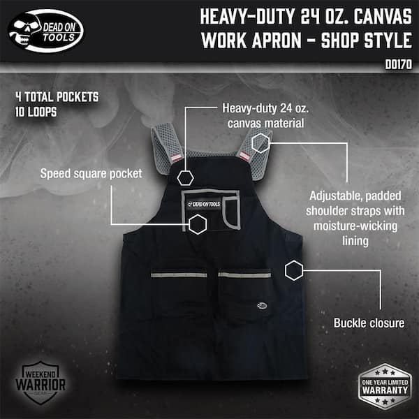 DEAD ON TOOLS heavy duty 24 oz. Canvas Tool Work Apron Shop Style