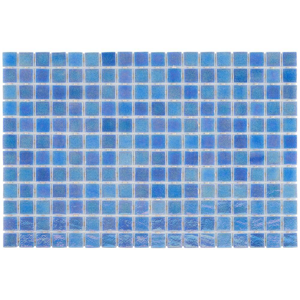 Whirlpool Blue Polished Glass Mosaic Tile 12" x 18"