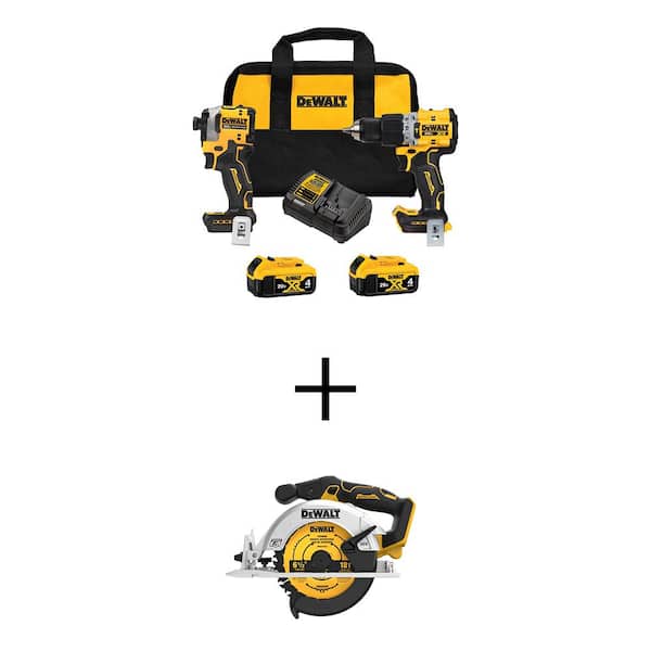 20V MAX XR Hammer Drill and ATOMIC Impact Driver Cordless Combo Kit (2-Tool) and 6-1/2 in. Circ Saw w/(2) 4Ah Batteries
