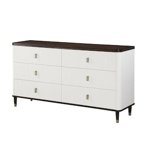 Carena White and Brown Finish 6-Drawer 66.5 in. Dresser