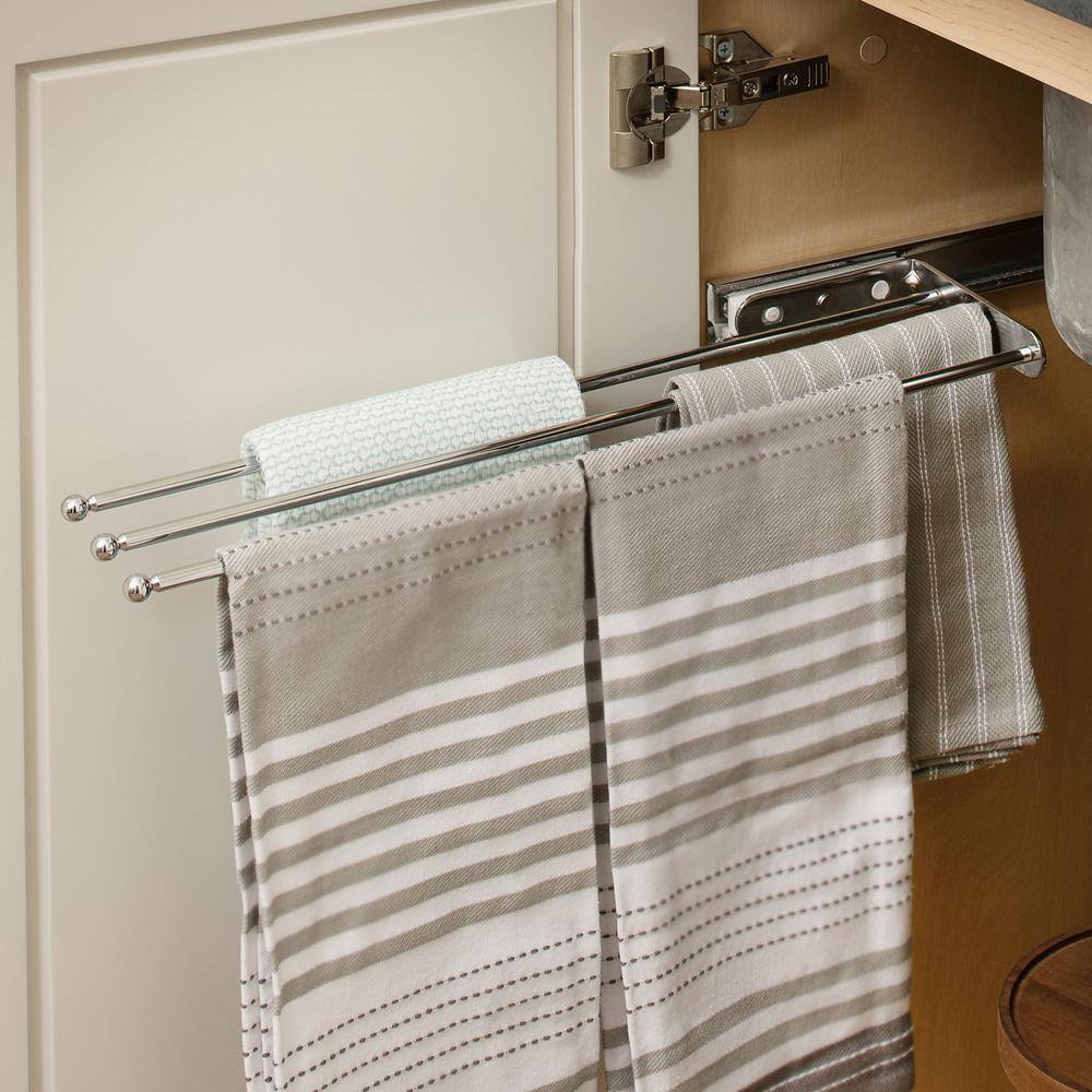 Chrome 3-Prong Wall Mounted Pullout Towel Bar