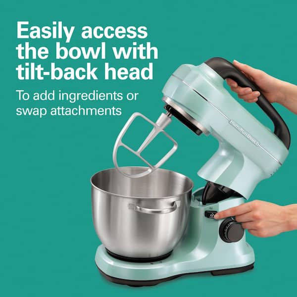 GE 5.3 Qt. 7-Speed Sapphire Blue Stand Mixer with Coated Flat Beater,  Coated Dough Hook, Wire Whisk, and Pouring Shield G8MSAAS1RRS - The Home  Depot