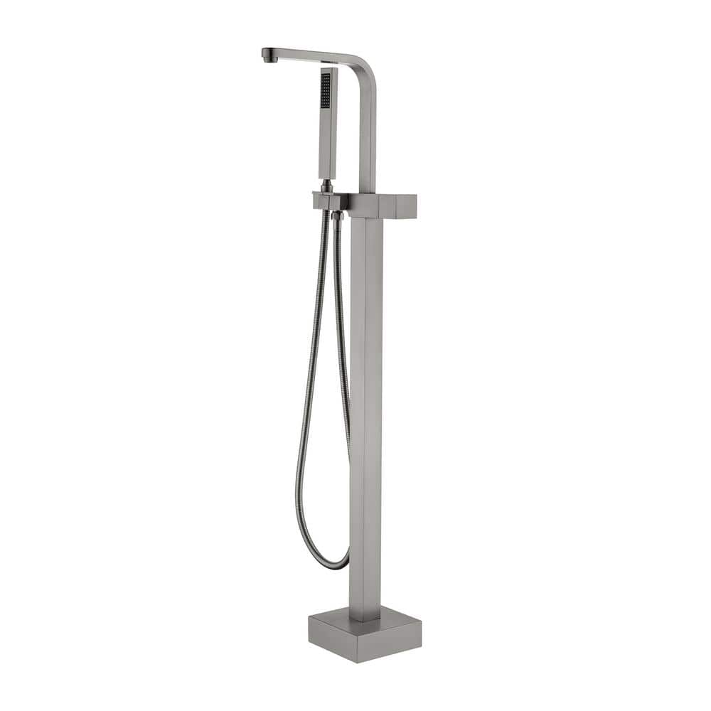 1-Handle Freestanding Floor Mount Tub Faucet Bathtub Filler with Hand Showe