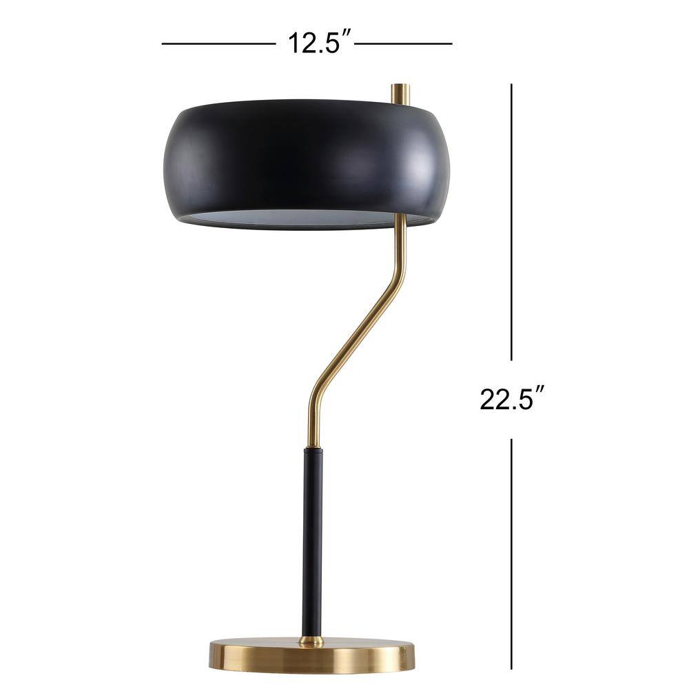 22.5" Black and Brass Gold Metal Desk Lamp with LED Bulb
