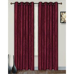 Burgundy Solid Grommet Room Darkening Curtain - 55 in. W x 84 in. L