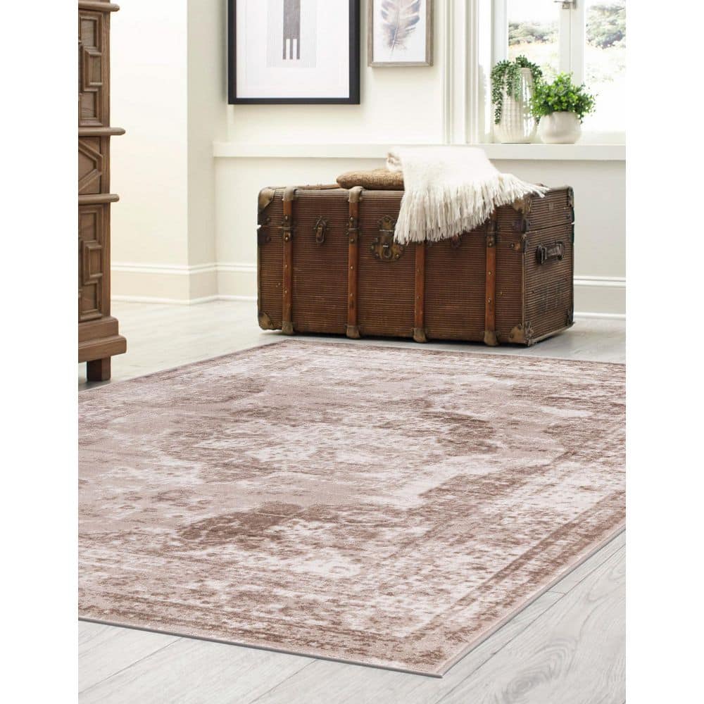 Salle Garnier Beige Rectangular Stain-Resistant Area Rug