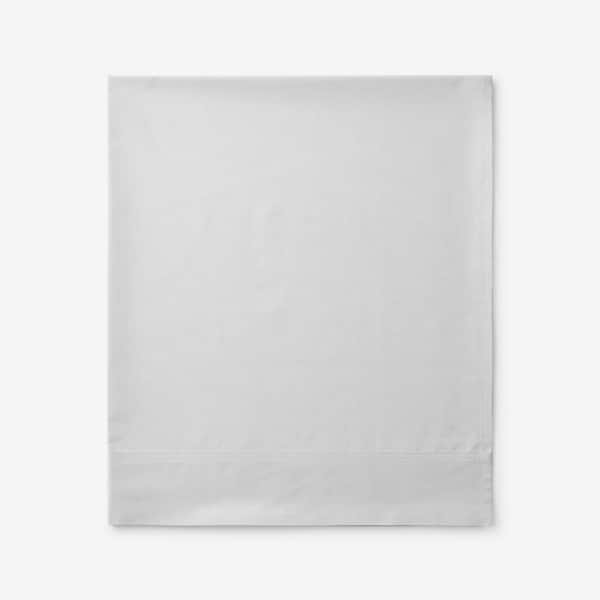 Pearl Gray Solid 400-Thread Count Supima Cotton Percale King/Cal King Flat Sheet