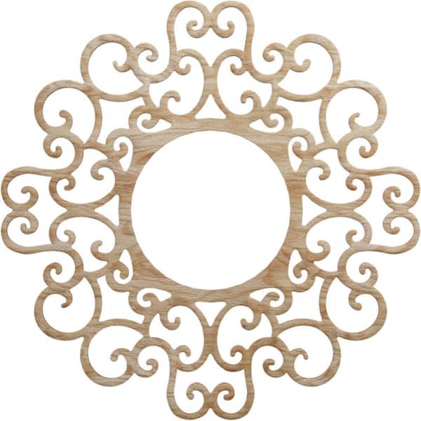 Ekena Millwork 24 in. x 24 in. x 1/4 in. Reims Wood Fretwork Pierced Ceiling Medallion, Red Oak