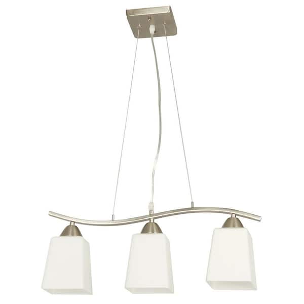 Hampton Bay 3-Light Steel Satin Nickel Kitchen Island Light