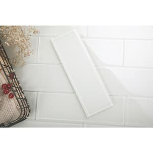 Alabaster 4 in. x 12 in. x 8mm Glass Subway Wall Tile (5 sq. ft./Case)