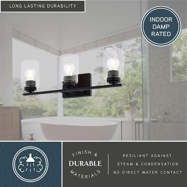 VAXCEL Park Ridge 22 in. 3-Light Matte Black Vanity Light