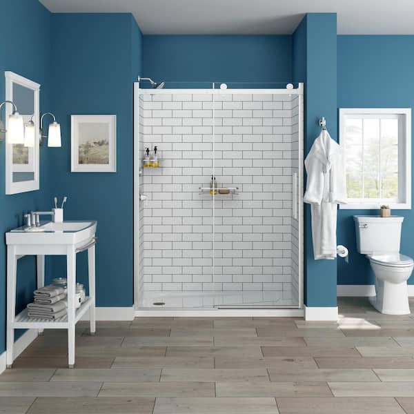 Alcove Shower Wall And Base Kit, Fake Subway Tile Shower Surround