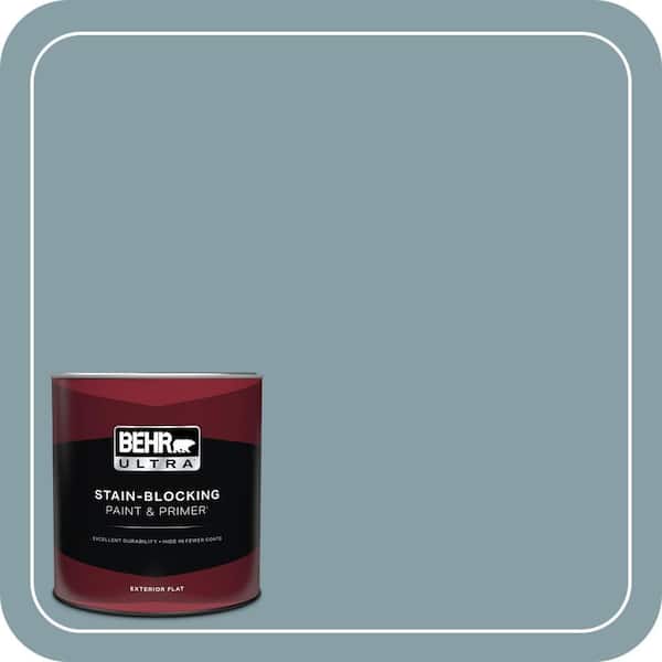 BEHR ULTRA 1 qt. #BNC-18 Aqua Gray Flat Exterior Paint & Primer