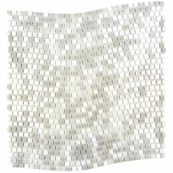 ABOLOS Galaxy Iridescent White 12 in. x 12 in. Wavy Square Glass Mosaic Wall Pool Floor Tile (20 sq. ft./Case)