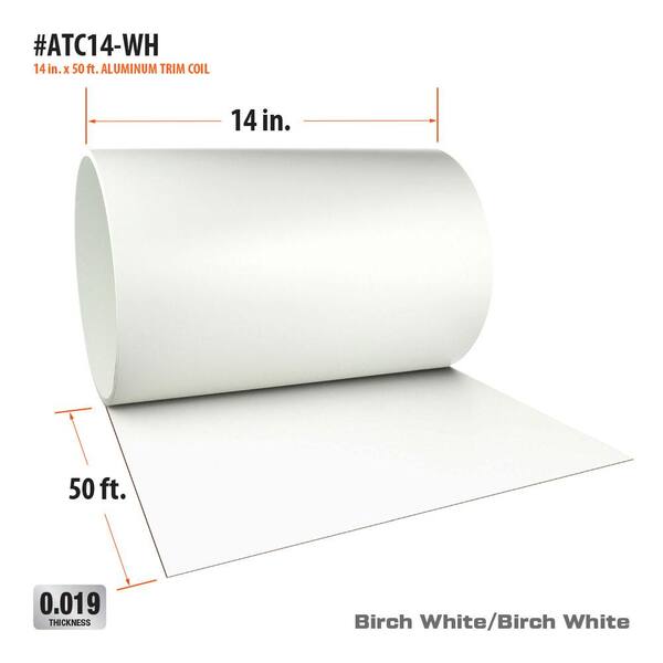 White Aluminum Trim Coil Building Material Siding Construction 14 in x 50 ft 