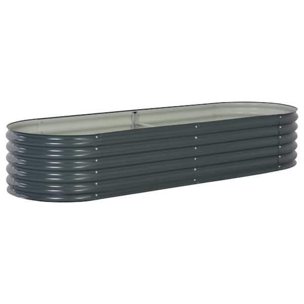 TIRAMISUBEST 94.4 in. x 31.4 in. x 17.3 in. Gray Galvanized Steel Garden Raised Bed