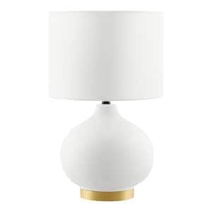 Coltswood 19 in. White Table Lamp with Ceramic with Gold Base
