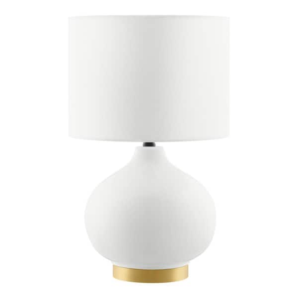 Hampton Bay Coltswood 19 in. White Table Lamp with Ceramic with Gold Base
