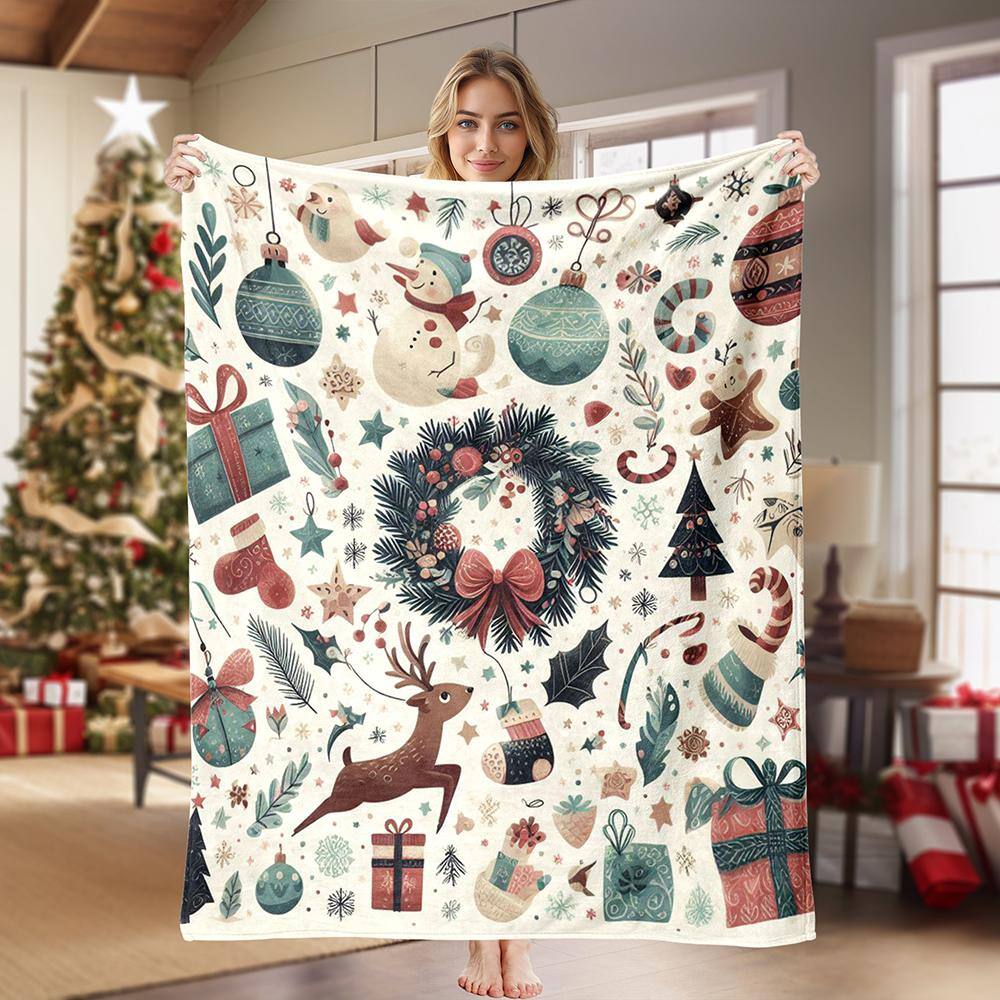 Christmas Blanket Holiday Xmas Gift 60 in. x 80 in. Microfiber Fleece Blanket-IMG 6 price history on PriceWatchPro