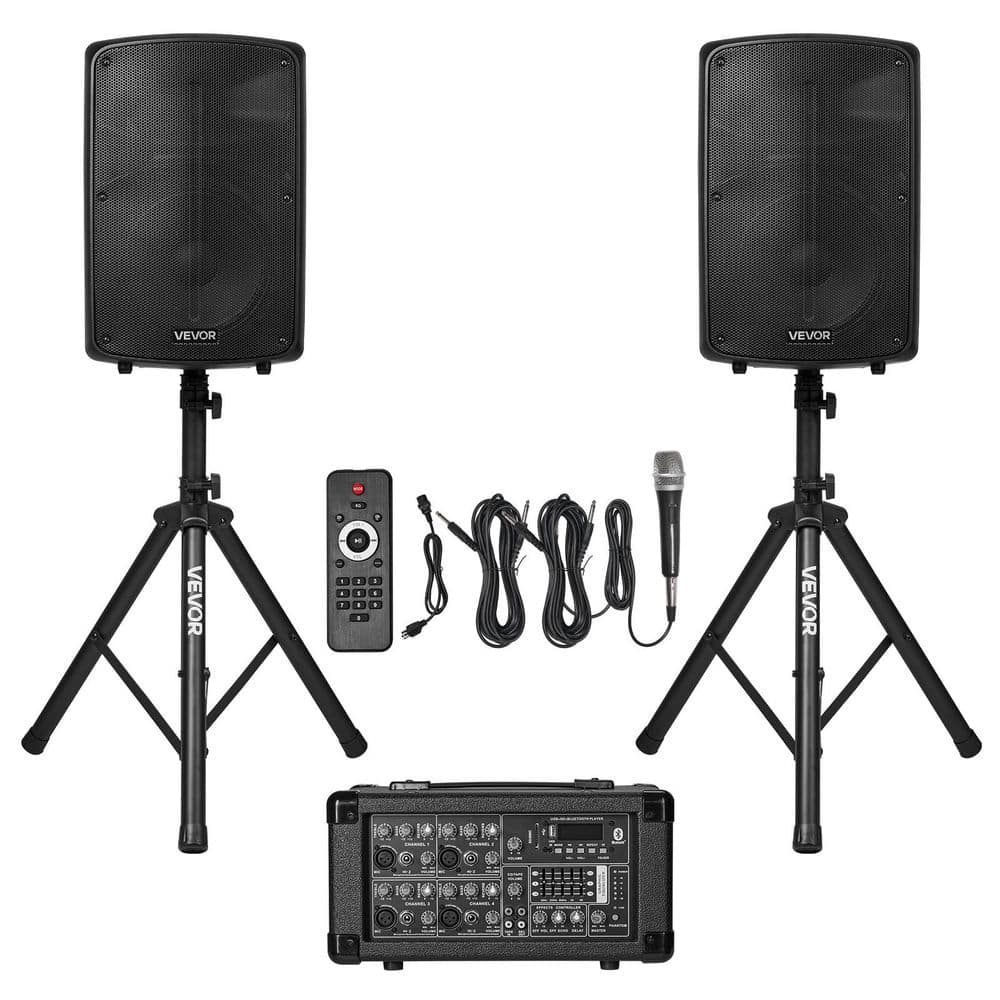 Professional PA System 800W Powered Sound System Set with 6 Channel Mixer Dual Speakers Wireless Bluetooth Microphone price history on PriceWatchPro
