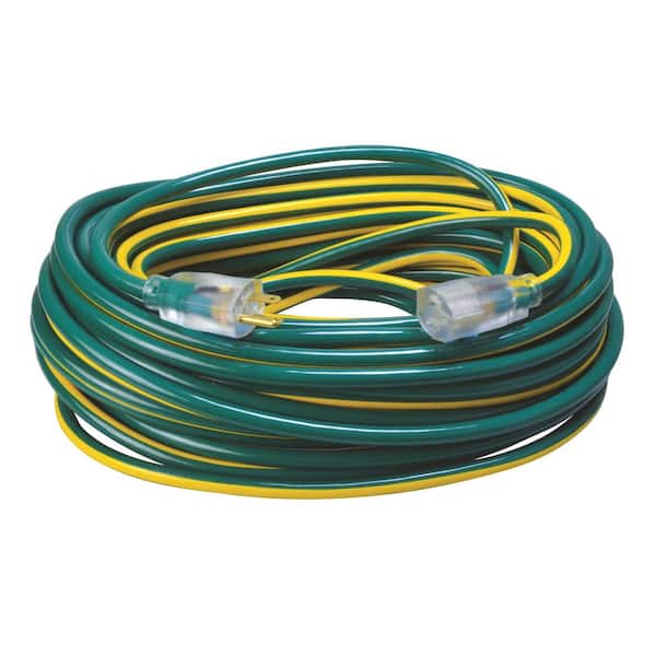 100 ft. 12/3 SJTW Hi-Visbility Multi-Color Outdoor Heavy-Duty Extension Cord with Power Light Plug