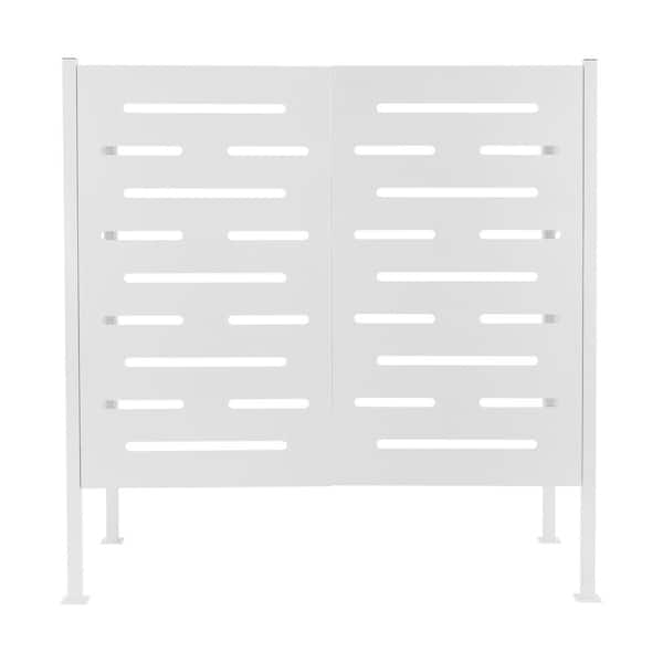 YIYIBYUS 48 in. x 22 in. x 48 in. White Metal Iron Air Conditioner Fence Outdoor Privacy Fence Panel Garden Fence