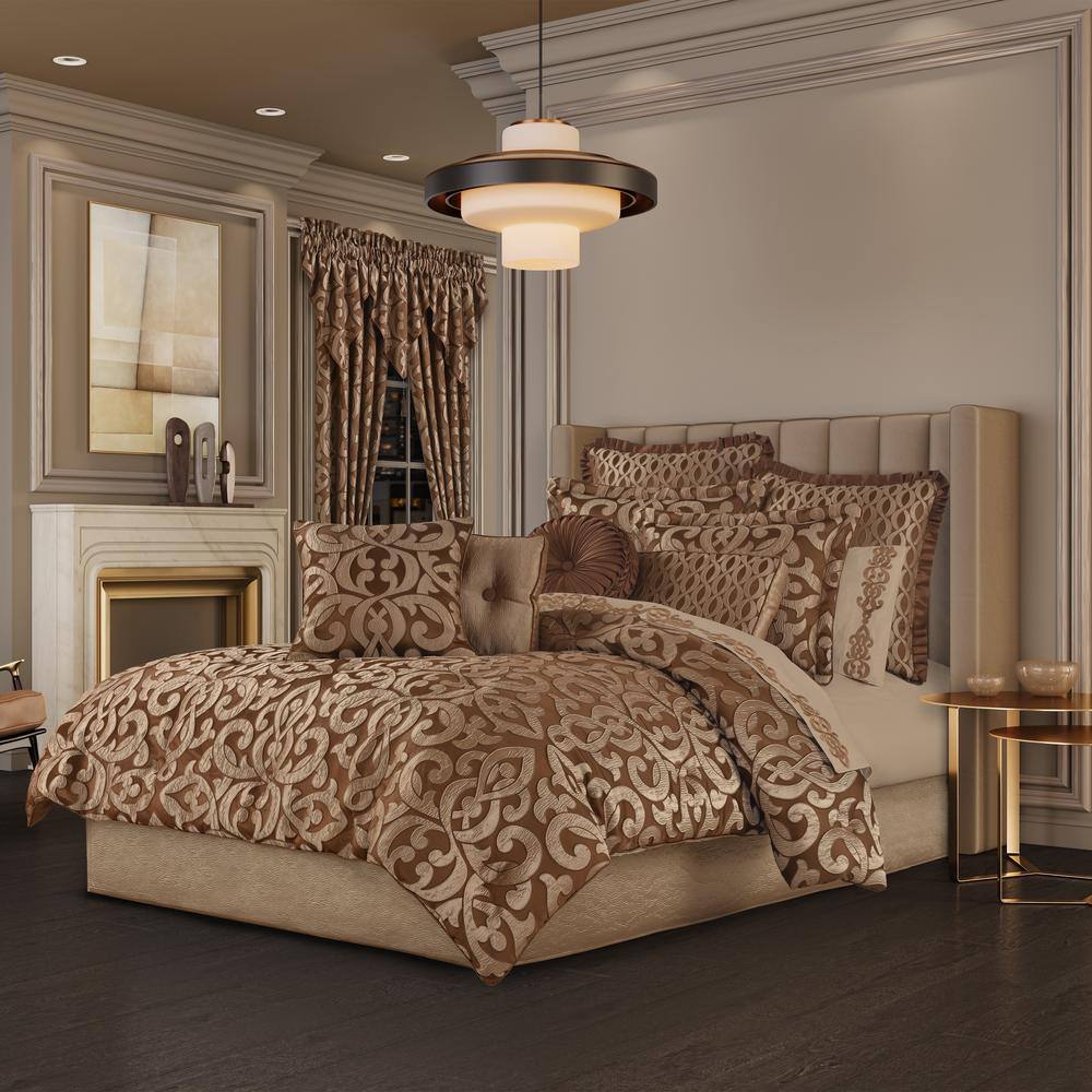 Copper Geometric Patterned Euro Sham with Satin Flange