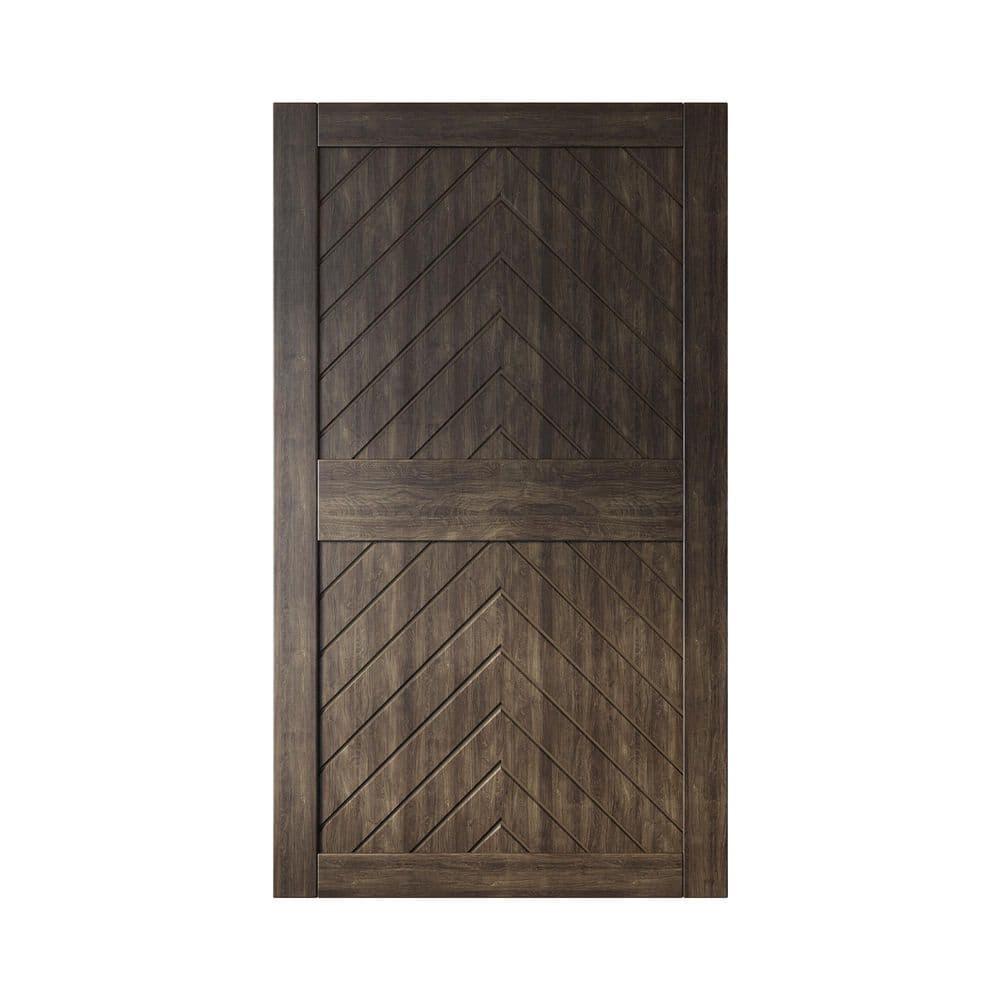 JT1 48 in. x 84 in. C-Panel Solid Core Ebony Fishbone Design Pine Wood Interior Sliding Barn Door Slab price history on PriceWatchPro