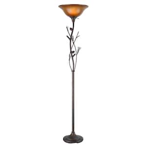 72 in. Amber 1 Dimmable (Full Range) Torchiere Floor Lamp for Living Room with Glass Dome Shade