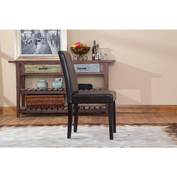 Brown Faux Leather Dining Chair, Set of 2