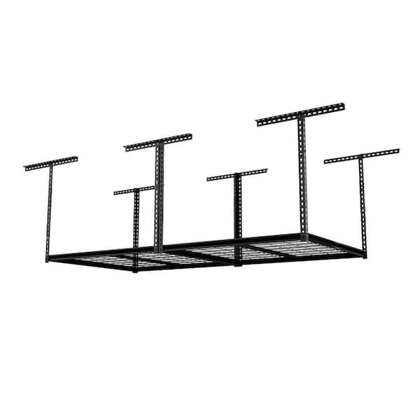 The Atlas Pro 96 in. W x 48 in. H x 46.5 in. D Adjustable Height 1250 lb. Heavy Duty Overhead Garage Storage Rack Black