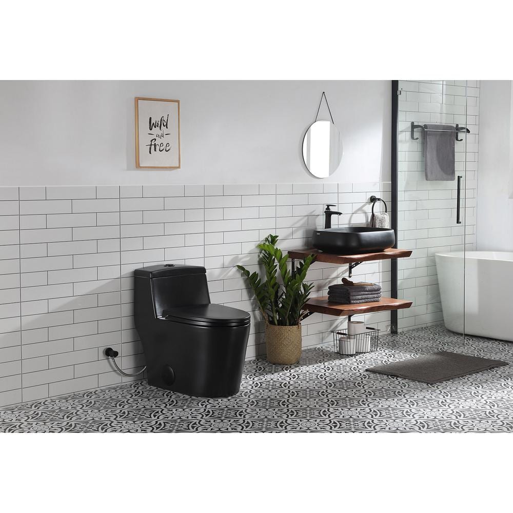 Matte Black Elongated Dual Flush High Efficiency Toilet