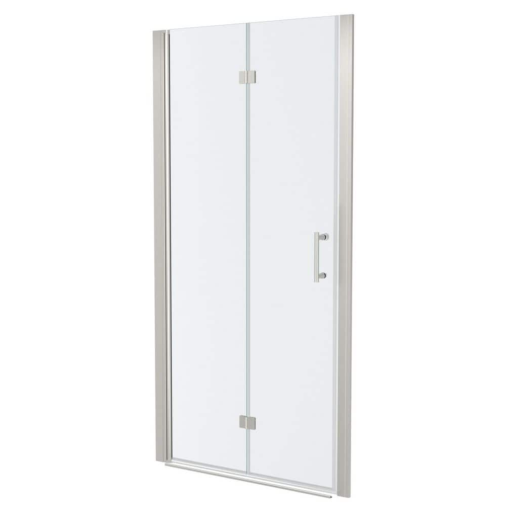 32 in. W x 72 in. H Fold Frameless Shower Door in Brushed Nickel Finish with 6mm Tempered Glass price history on PriceWatchPro