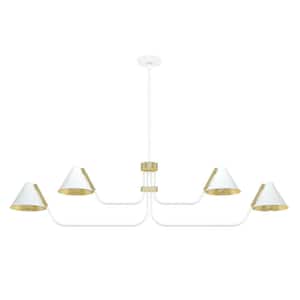 Grove Isle 4 Lights Matte White Chandelier with Metal Shades Dining Room Light
