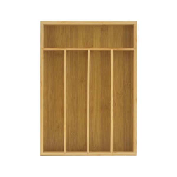 5 Slot Bamboo Flatware Organizer-White