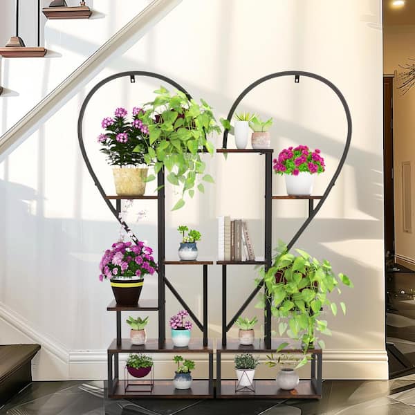 6 Tier Metal Plant 2024 Stand, Creative Half Heart Shape Ladder Plant Stands fo