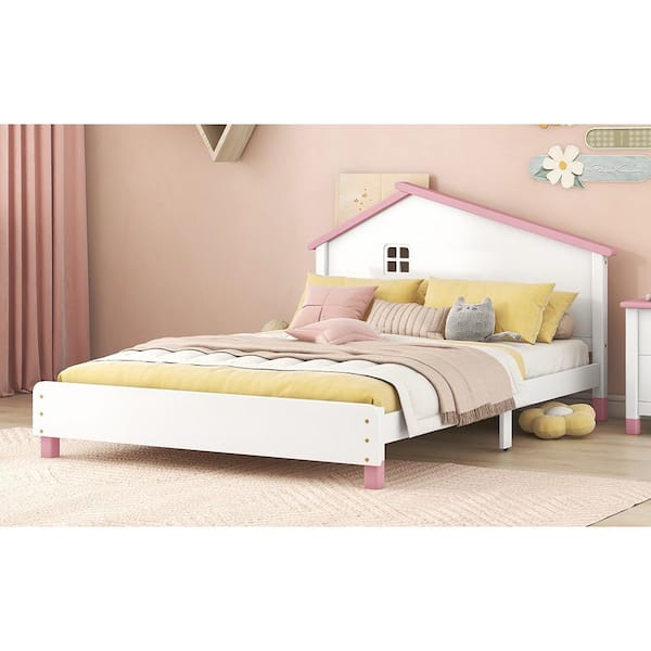 URTR White Twin Size Platform Bed Frames, Wood Twin Bed with