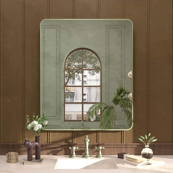 Hermitage Bath Cosy 30 in. W x 36 in. H Rectangular Framed Wall Bathroom Vanity Mirror in matte Green